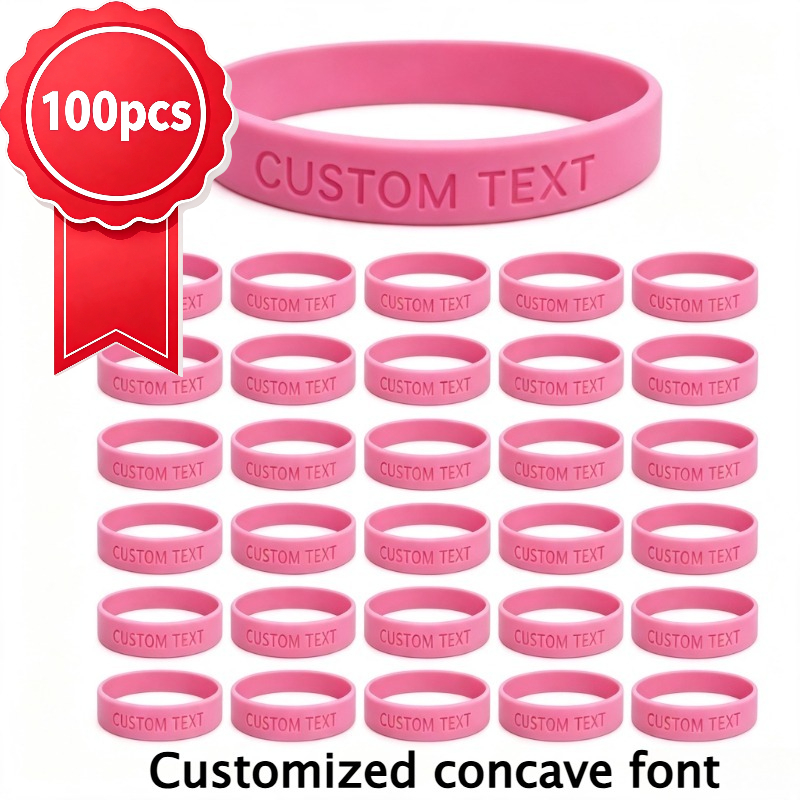 100pcs Custom Silicone Wristbands, Personalised Gift Set